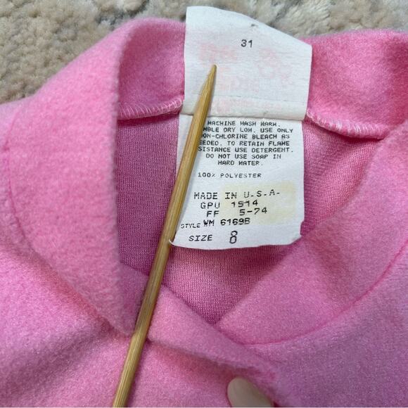 Vintage 1980s Edie Bee by Jackie Girls Polyester Pink Ling Robe Size 8 - Picture 6 of 9